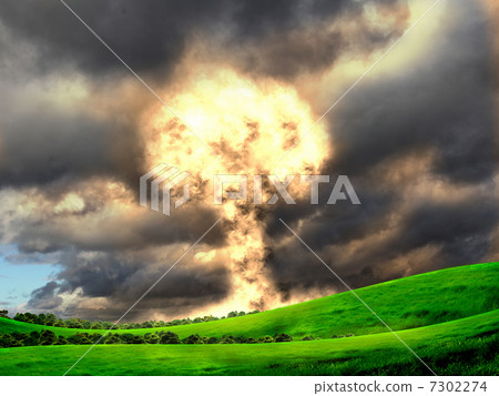 Nuclear explosion in an outdoor setting Nuclear explosion in an outdoor setting 7302274