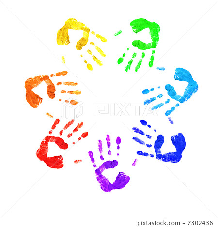 Handprints in different colors 7302436
