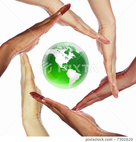 human hand and symbol of our planet human hand and symbol of our planet 7302620