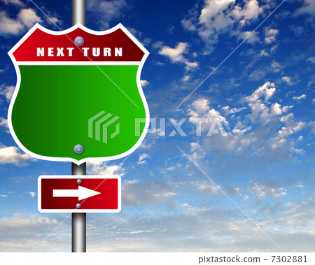 Road sign agaisnt blue sky 7302881