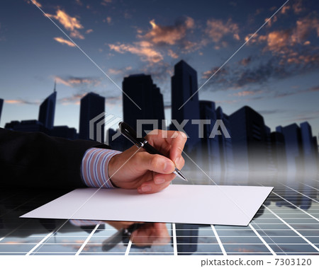 Businessman hand signing documents 7303120