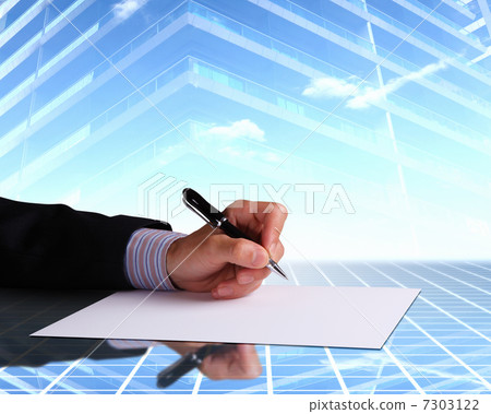 Businessman hand signing documents 7303122