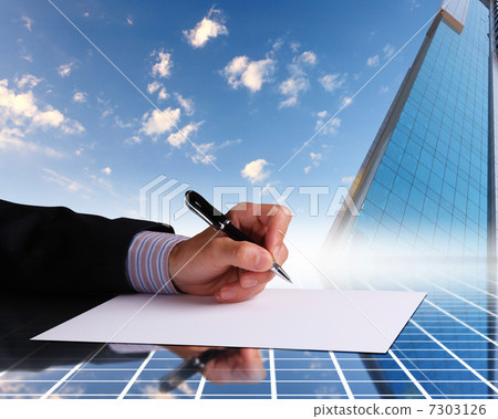 Businessman hand signing documents Businessman hand signing documents 7303126