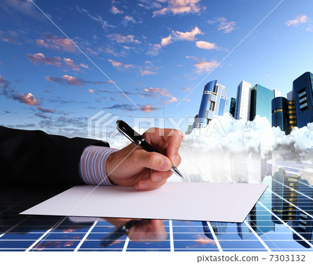 Businessman hand signing documents Businessman hand signing documents 7303132