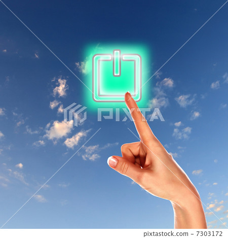 Power button against sky background Power button against sky background 7303172