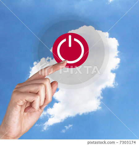 Power button against sky background Power button against sky background 7303174
