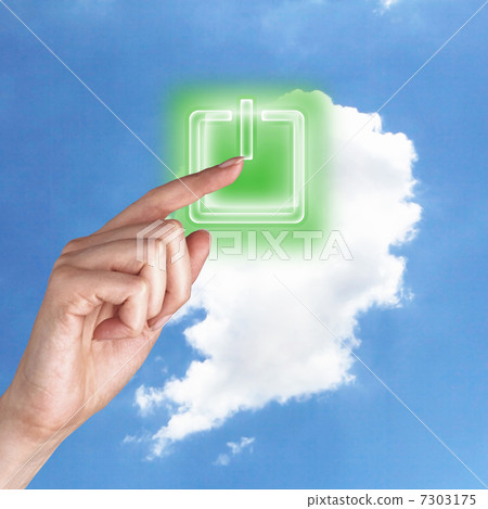 Power button against sky background Power button against sky background 7303175