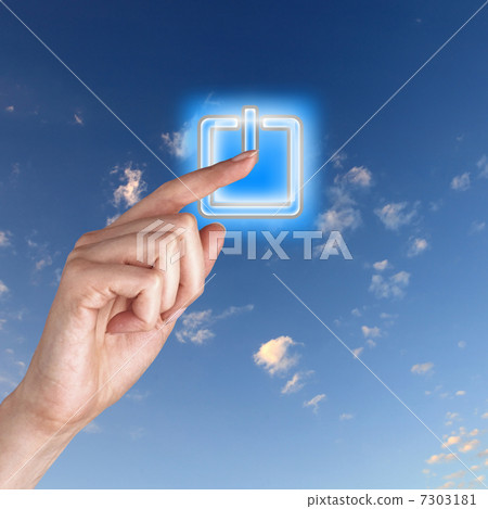 Power button against sky background Power button against sky background 7303181