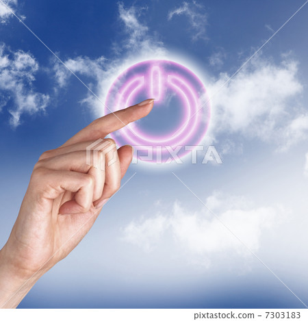 Power button against sky background Power button against sky background 7303183