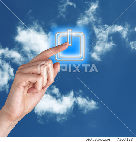 Power button against sky background 7303188