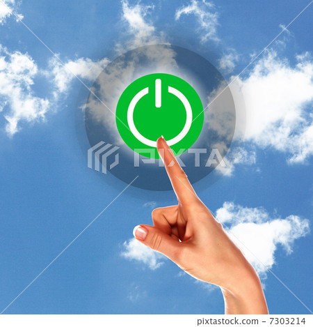 Power button against sky background Power button against sky background 7303214