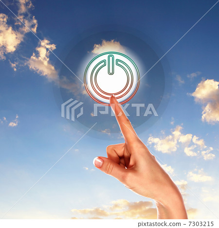 Power button against sky background Power button against sky background 7303215