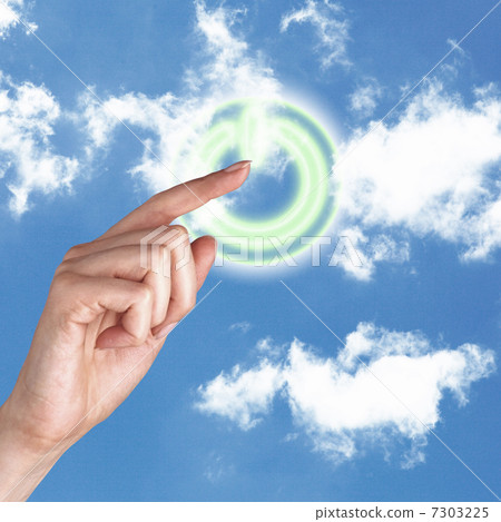 Power button against sky background 7303225