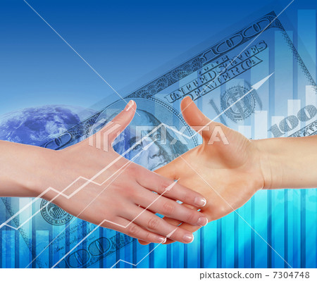 Handshake on an abstract background. 7304748