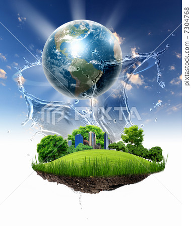 Green nature landscape with planet Earth 7304768