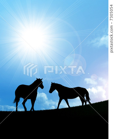 Landscape with horses Landscape with horses 7305054