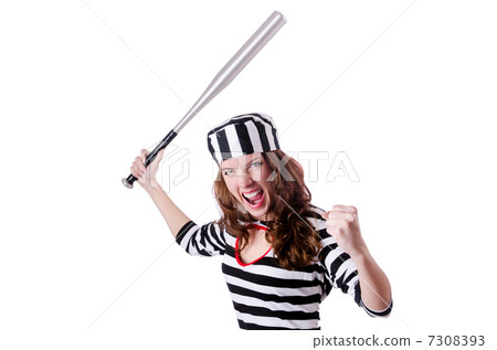 Convict criminal in striped uniform Convict criminal in striped uniform 7308393