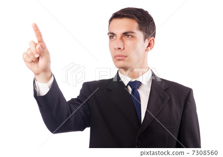 Young businessman pressing virtual buttons 7308560