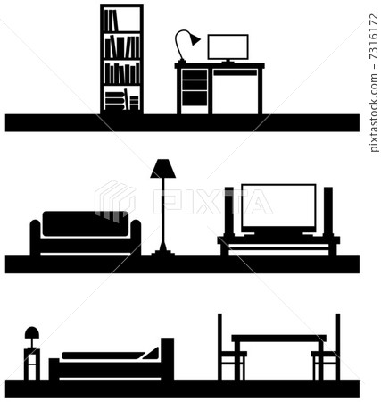 Furniture and room vector silhouette 7316172