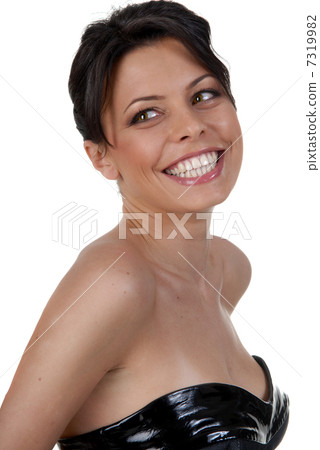 young beautiful happy smiling woman in elegance dress on white young beautiful happy smiling woman in elegance dress on white 7319982