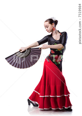 young woman dancing flamenco isolated on white young woman dancing flamenco isolated on white 7319984