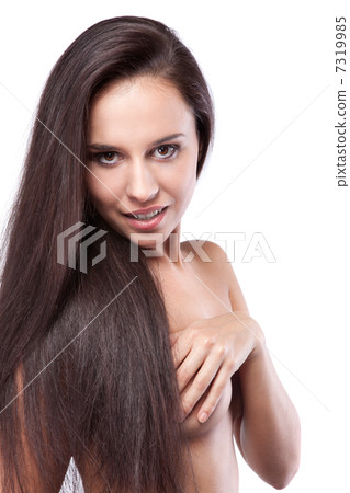 portrait of young smiling woman isolated on white 7319985