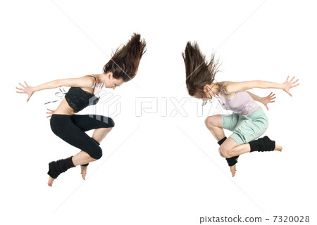 jumping young dancers isolated on white background jumping young dancers isolated on white background 7320028
