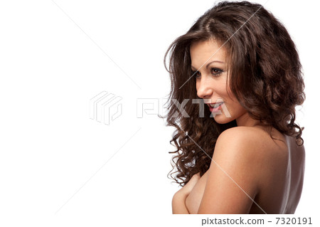 portrait of nude smiling woman isolated on white 7320191
