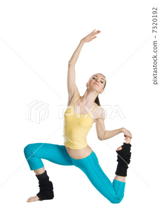 beautiful girl doing gymnastics on white background beautiful girl doing gymnastics on white background 7320192
