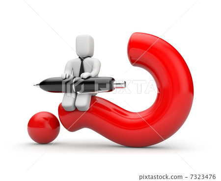 Businessman hold pen and question 7323476