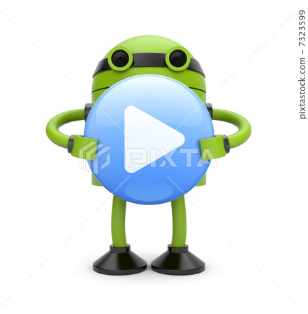 3d Robot with play button 7323599