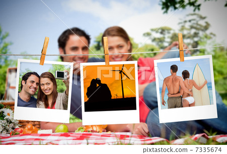 Serial instant photos of holiday scenes hung with a peg Serial instant photos of holiday scenes hung with a peg 7335674