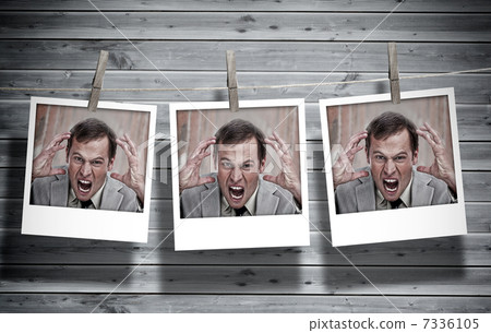 Three instant photos of an angry businessman Three instant photos of an angry businessman 7336105