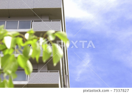 Exterior wall of apartment and blue sky 7337827
