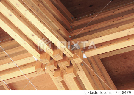 木製建築的天花板木結構 木製建築的天花板木結構 7338479