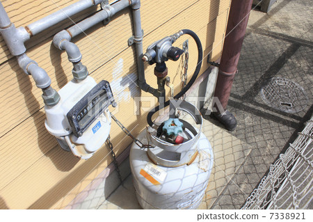 Propane gas tank placed in the vicinity of the private house Propane gas tank placed in the vicinity of the private house 7338921