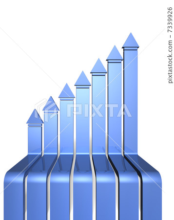 顯示向上傾斜的抽象3DCG例證在右邊 顯示向上傾斜的抽象3DCG例證在右邊 7339926