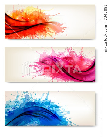 Collection of colorful abstract watercolor banners. Vector illus Collection of colorful abstract watercolor banners. Vector illus 7342881