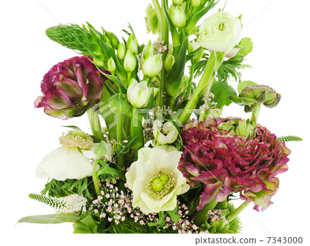 Fragment of colorful bouquet isolated on white background. Close Fragment of colorful bouquet isolated on white background. Close 7343000