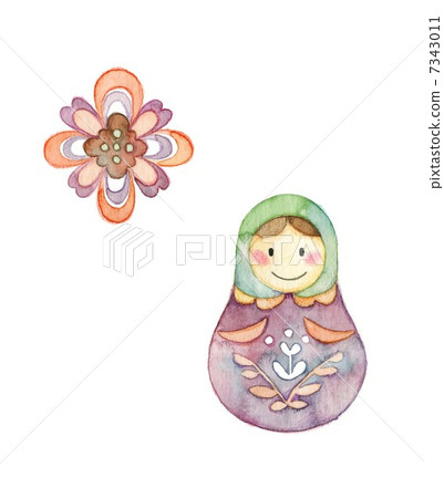 Matryoshka and flowers, adults 7343011