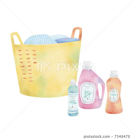 洗衣籃和洗滌劑的例證 7348478