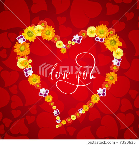 I love you. Card for Valentines day with heart from flowers 7350625