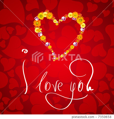 I love you. Card for Valentines day with small heart from flower I love you. Card for Valentines day with small heart from flower 7350658