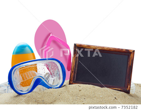 blackboard on the sand and other things for the beach 7352182