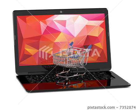 Laptop with shopping cart 7352874