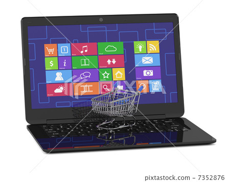 Laptop with shopping cart 7352876