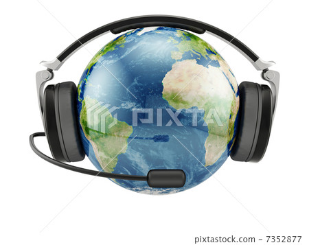 Earth planet with earphones and microphone Earth planet with earphones and microphone 7352877