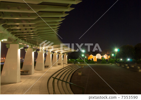 Night view from hill park where harbor can be seen 7353590