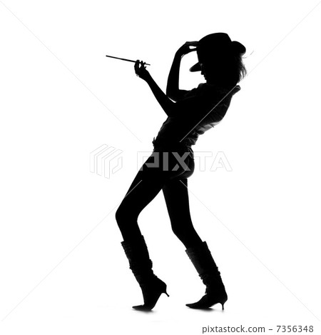 silhouette of smoking girl with hat silhouette of smoking girl with hat 7356348