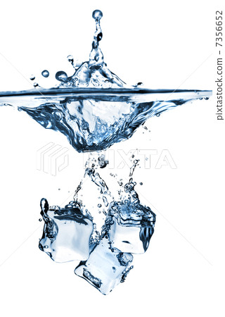 ice cubes dropped into water with splash isolated on white ice cubes dropped into water with splash isolated on white 7356652